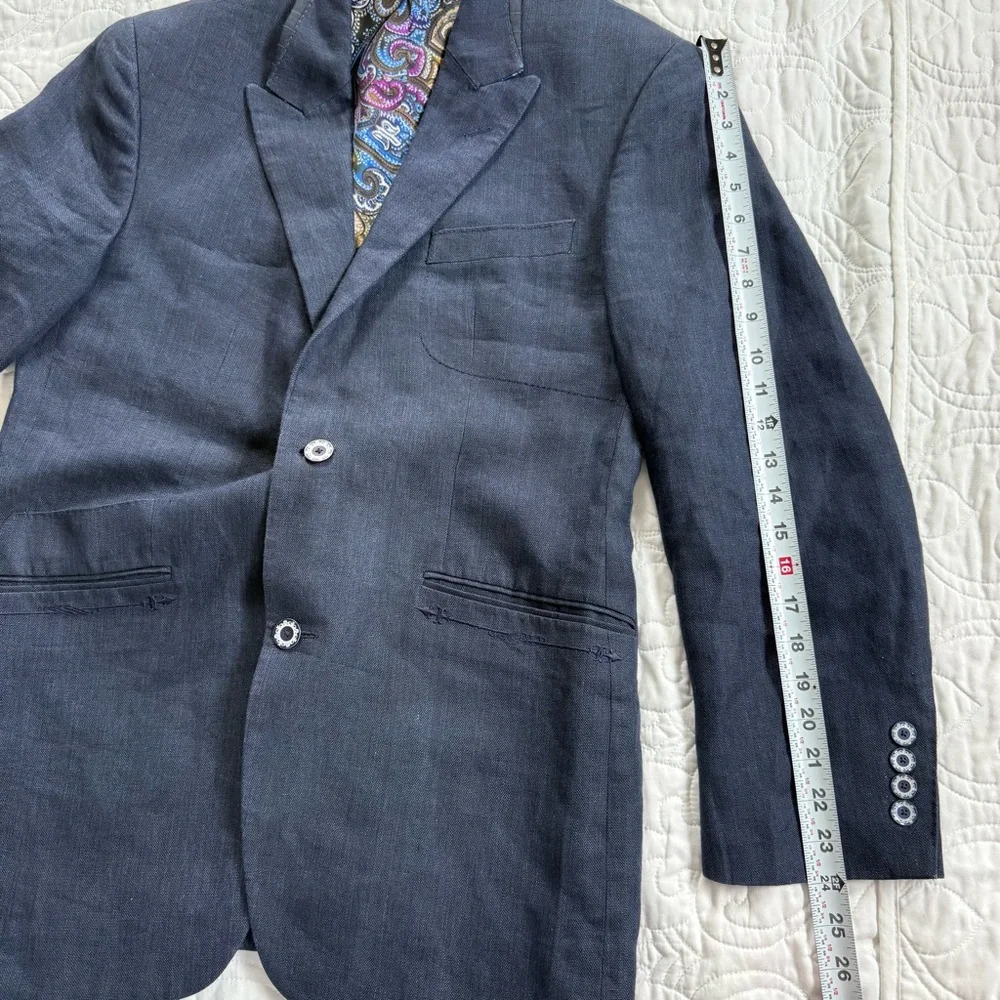 Robert Graham 100% Linen Navy Paisley Lining Detailed Blazer Men's‎ 40 EUC